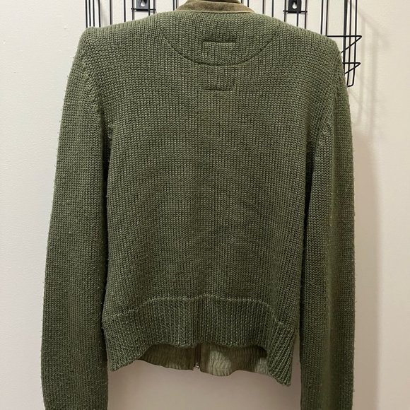 Megami Boogie | Green "Star" Suede, Zip-front Sweater, Size Medium - Picture 2 of 6
